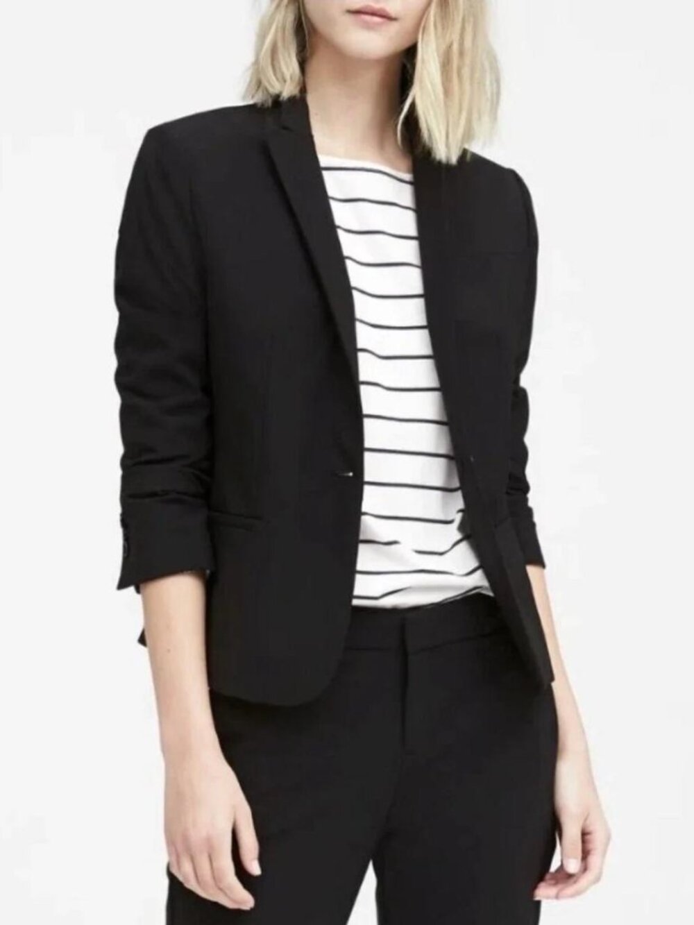 Banana Republic Marzotto Italian wool-blend classic fit black blazer suit 4